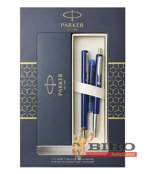 Set Parker Vector Albastru – stilou + pix, casetă cadou cu fereastră