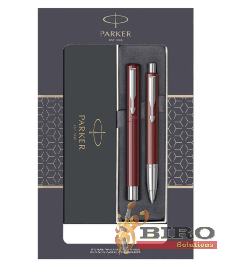Set Parker Vector Roșu – stilou + pix, casetă cadou cu fereastră