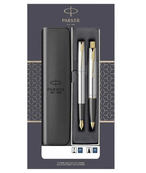 Set Parker Frontier SS GT – stilou + pix, cutie cu fereastră și etui cu fermoar