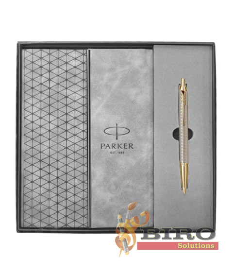 Set Parker IM Premium Silver – pix în casetă + mapă plic Parker