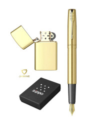 Set cadou Roller Parker Frontier Gold + Brichetă Zippo Executive 204B