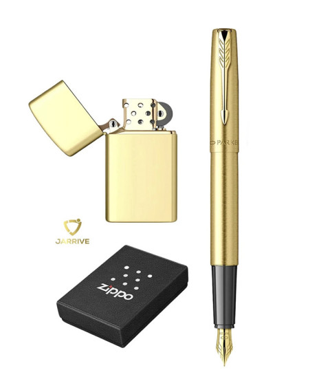 Set cadou Roller Parker Frontier Gold + Brichetă Zippo Executive 204B