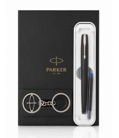 Set cadou Parker Frontier Negru – stilou + agendă + cutie metalică + breloc Parker Set cadou Parker Frontier Negru – stilou + agendă + cutie metalică + breloc Parker