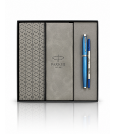 Set Parker IM Rituals Grey – roller + agendă albastră cu clapă în casetă cadou Set Parker IM Rituals Grey – roller + agendă albastră cu clapă în casetă cadou