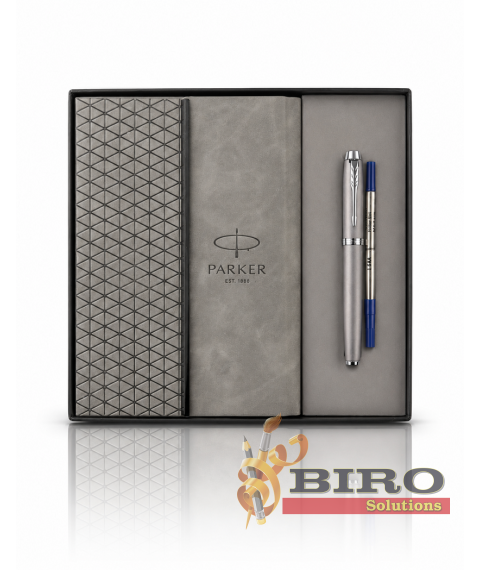 Set Parker IM Rituals Grey – roller + agendă gri cu clapă în casetă cadou