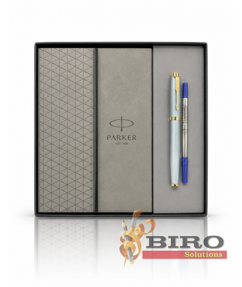 Set Parker IM Rituals Grey – roller + agendă verde cu clapă în casetă cadou