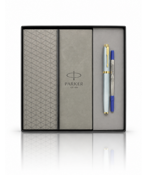 Set Parker IM Rituals Grey – roller + agendă verde cu clapă în casetă cadou
