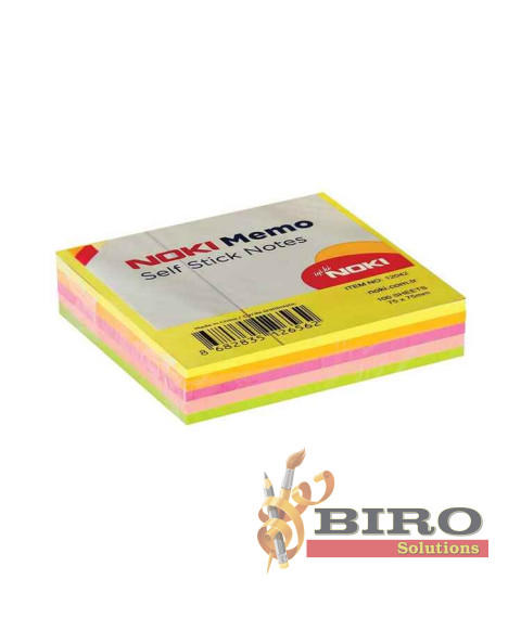 Hîrtie pentru notițe cu lipici 75x75 mm, 100 foi NEON NOKI