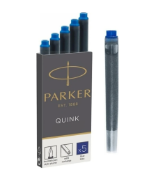 Cartușe lungi Parker Quink, albastre, 5 buc./set