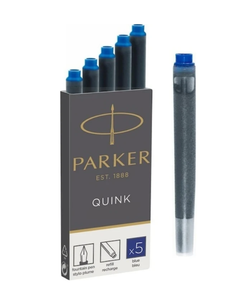 Cartușe lungi Parker Quink, albastre, 5 buc./set