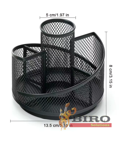 Organizator de birou din plasă, cu 5 compartimente, metalic