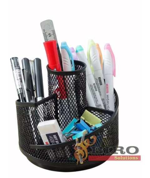 Organizator de birou din plasă, cu 5 compartimente, metalic