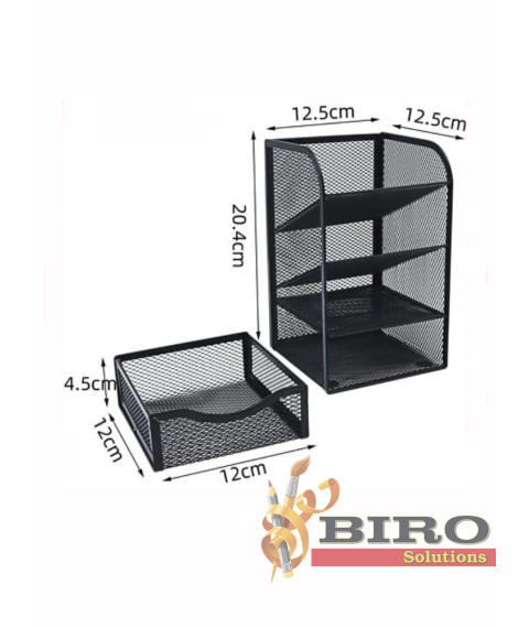 Organizator de birou din plasă cu 1 sertar extensibil, metalic