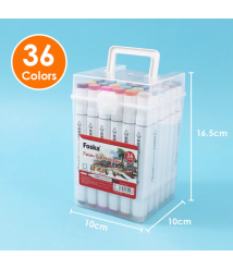 Set 36 markere profesionale, două vârfuri 1 mm și 7 mm, Foska MK5002