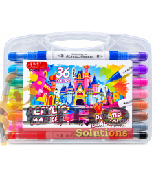 Set markere acrilice cu 2 capete, 36 culori, ML103-2, cutie din plastic, 605-18