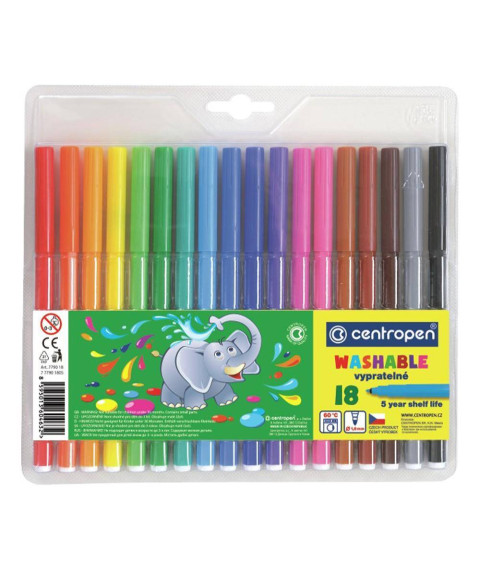 Carioci 18 Culori CENTROPEN WASHABLE