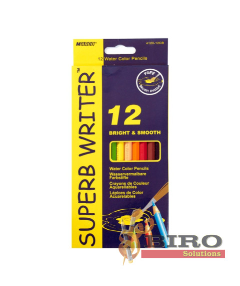 Creioane acuarelă MARCO Superb Writer 4120, 12 culori, cu pensulă