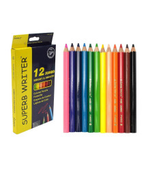 Creioane colorate MARCO Superb Writer Jumbo 4400, 12 culori, cu ascuțitoare, hexagonale
