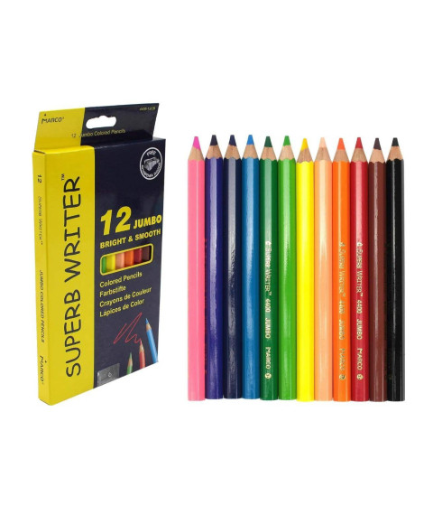 Creioane colorate MARCO Superb Writer Jumbo 4400, 12 culori, hexagonale