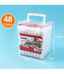 Set 48 markere profesionale, două vârfuri 1 mm și 7 mm, Foska MK5003