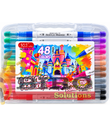 Set markere acrilice cu 2 capete, 48 culori, ML103-3, cutie din plastic, 605-24