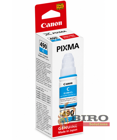 Cerneală Canon GI-490C Cyan, 70 ml, pentru PIXMA G1400 / G1410 / G2400 / G2410 / G3400 / G3410 / G4000