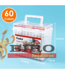 Set 60 markere profesionale, două vârfuri 1 mm și 7 mm, Foska MK5004
