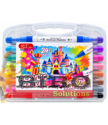 Marker acrilic 24 culori, cu 2 capete, ML103-1, cutie plastic, 605-12