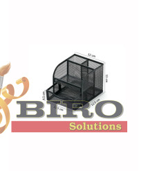 Organizator de birou din plasă cu 3 compartimente și 1 sertar extensibil, metalic