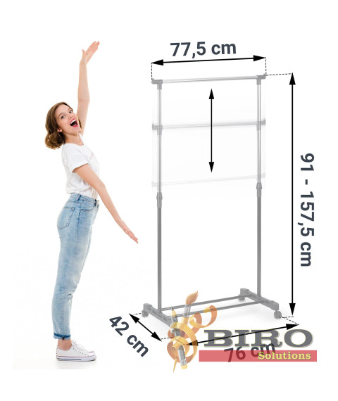 Suport umerașe haine Massido MS-860 – 157×77 cm, negru-argintiu 