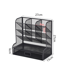 Cutie de depozitare pentru birou din plasă cu sertar extensibil, metalică