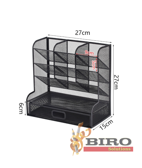 Cutie de depozitare pentru birou din plasă cu sertar extensibil, metalică
