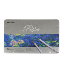 Creioane colorate MARCO Raffine, 12 culori, în penar metalic, 7100-12TN