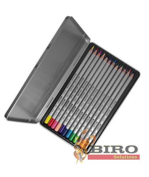 Creioane colorate MARCO Raffine, 12 culori, în penar metalic, 7100-12TN