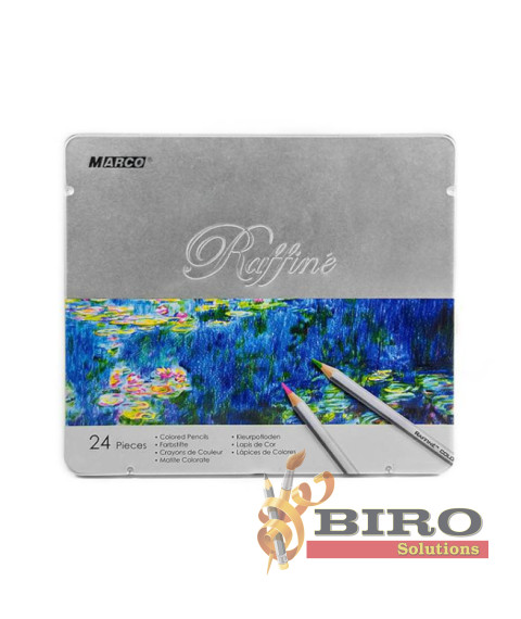 Creioane colorate MARCO Raffine, 24 culori, în penar metalic, 7100-24TN