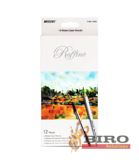 Creioane acuarelă MARCO Raffine, 12 culori, cu pensulă, 7120-12CB