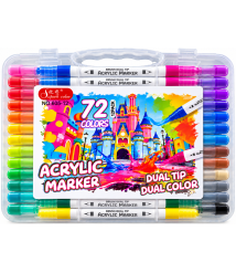 Set markere acrilice cu 2 capete, 72 culori, ML103-4, cutie din plastic, 605-36