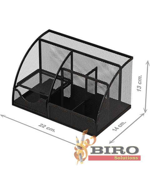 Organizator de birou din plasă cu 7 compartimente, metalic