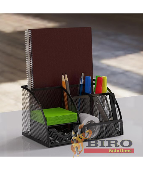 Organizator de birou din plasă cu 7 compartimente, metalic