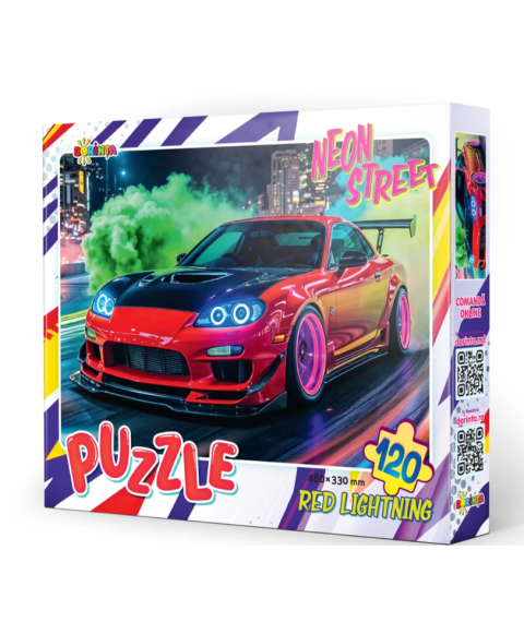 Puzzle 120 piese „Neon Street. Red Lightning”