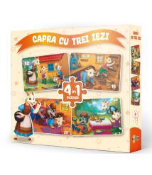 Puzzle 4 în 1 „Capra cu trei iezi”