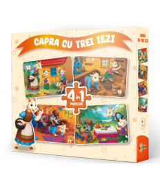 Puzzle 4 în 1 „Capra cu trei iezi”