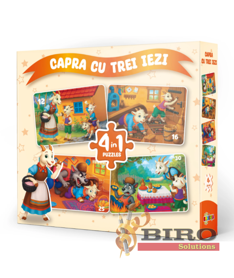 Puzzle 4 în 1 „Capra cu trei iezi”