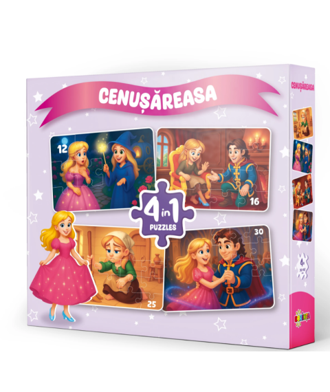 Puzzle 4 în 1 „Cenușăreasa”