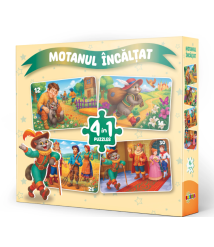 Puzzle 4 în 1 „Motanul Încălțat”