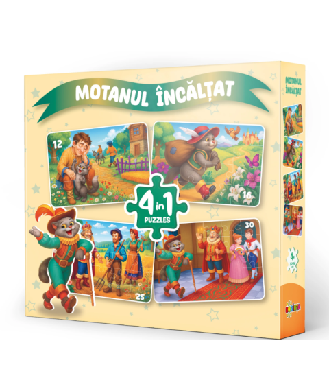 Puzzle 4 în 1 „Motanul Încălțat”