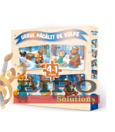 Puzzle 4 în 1 „Ursul păcălit de vulpe”