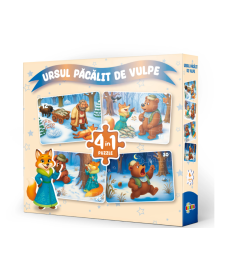 Puzzle 4 în 1 „Ursul păcălit de vulpe”