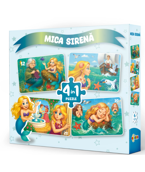 Puzzle 4 în 1 „Mica Sirenă”