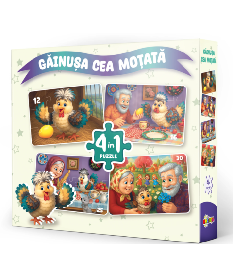 Puzzle 4 în 1 „Găinușa cea Moțată”